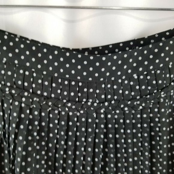 Amy Wear Girls Black & White Pleated Polka dot Swing Sheer Skirt Size 16 w/slip - Picture 4 of 8